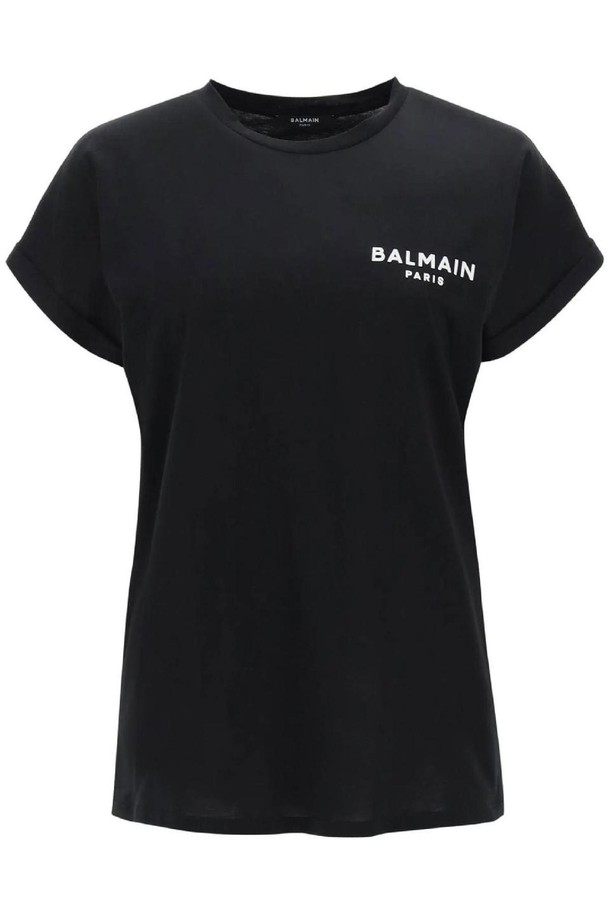 BALMAIN - 반소매 티셔츠 - 발망 여성 티셔츠 flocked logo t shirt NB02