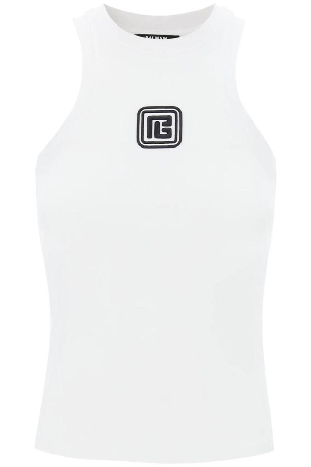 BALMAIN - 반소매 티셔츠 - 발망 여성 티셔츠 sleeveless top with pb NB02