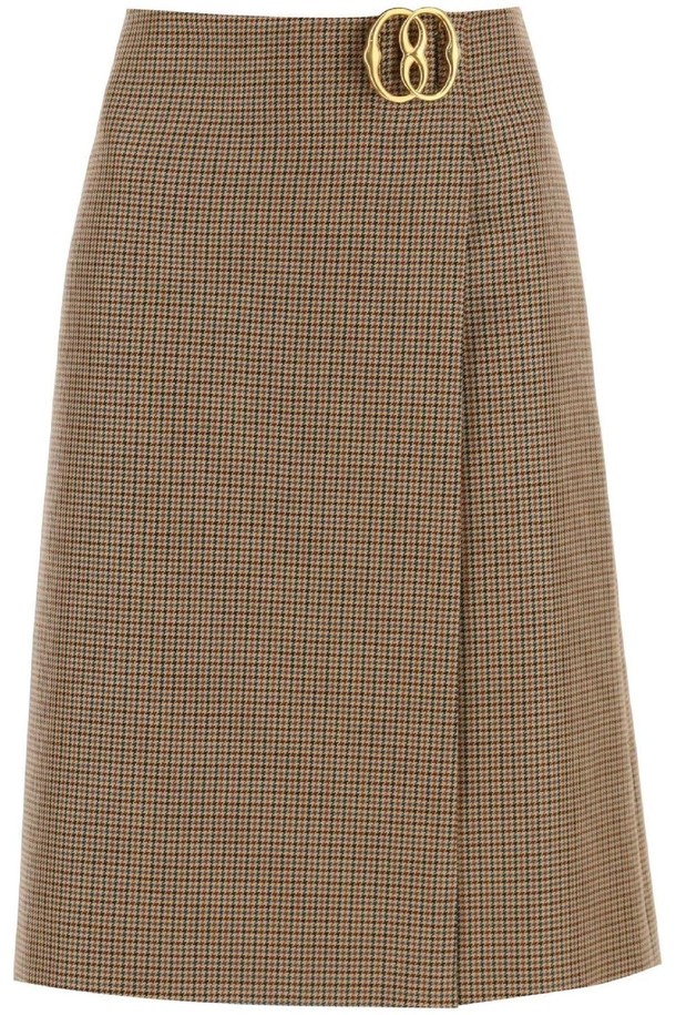 BALLY - 미디스커트 - 발리 여성 스커트 houndstooth a line skirt with emblem buckle NB02