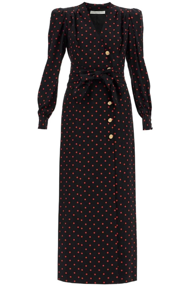 ALESSANDRA RICH - 긴소매 원피스 - 알렉산드라리치 여성 원피스 silk maxi dress with polka dots NB02