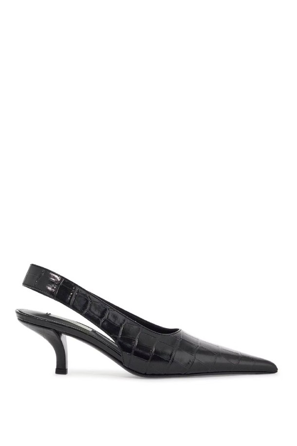 TOTEME - 펌프스 - 토템 여성 펌프스 black calfskin crocodile effect slingback pump NB02