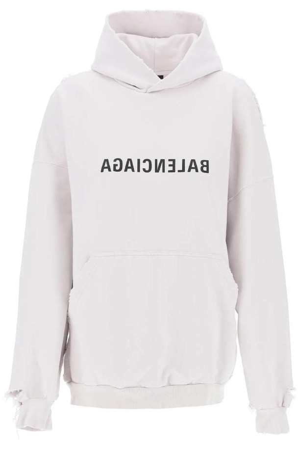 BALENCIAGA - 스웨터 - 발렌시아가 여성 맨투맨 후드 destroyed logo sweatshirt with NB02