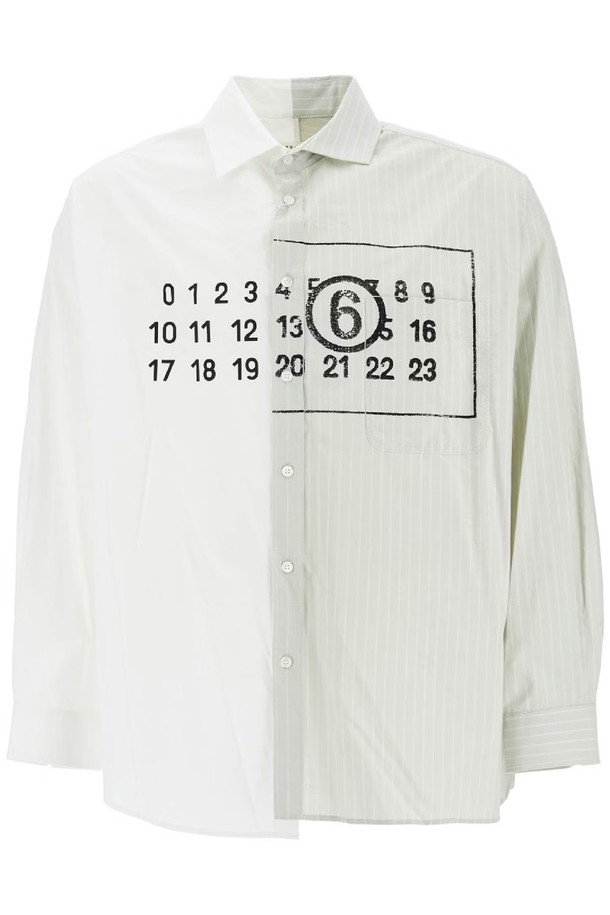 MM6 Maison Margiela - 긴팔셔츠 - 엠엠식스 메종마르지엘라 남성 셔츠 asymmetric numeric shirt with NB02