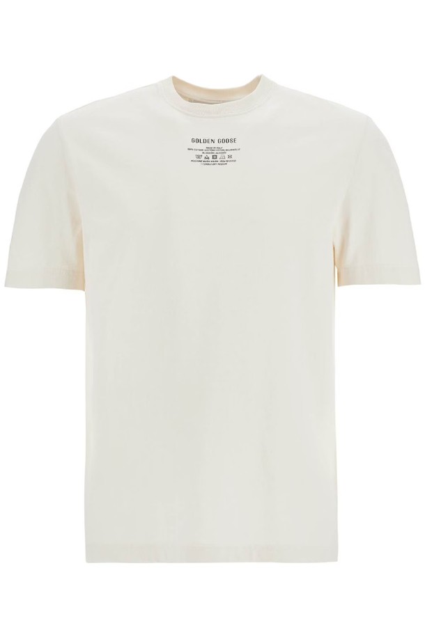 GOLDEN GOOSE  - 반팔티셔츠 - 골든구스 남성 티셔츠 mens organic cotton white t shirt with printed logo NB02