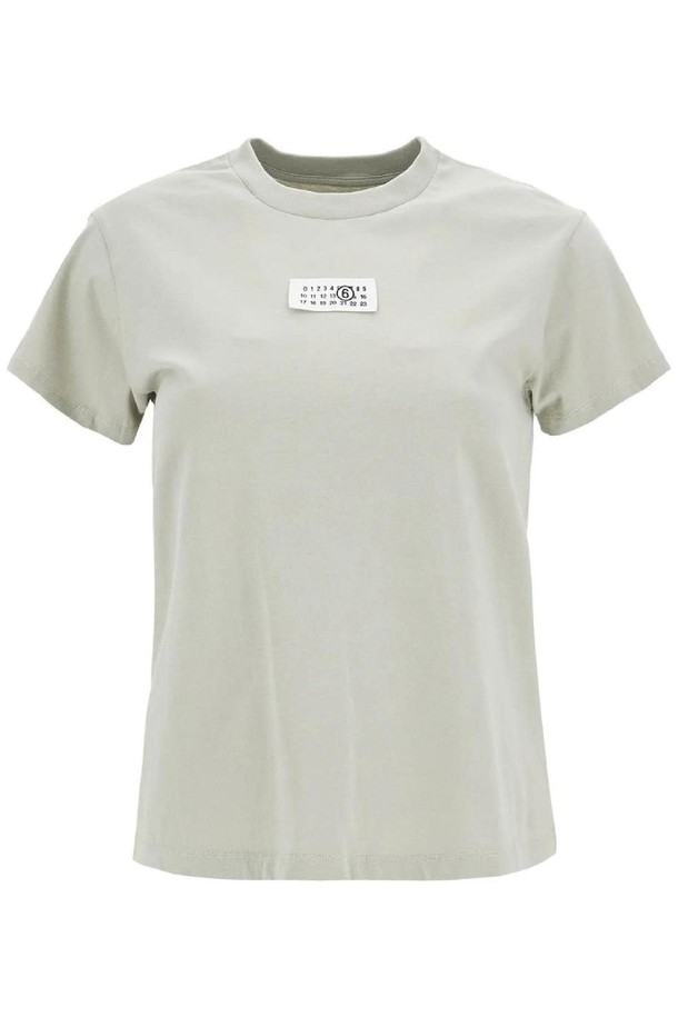 MM6 Maison Margiela - 반소매 티셔츠 - 엠엠식스 메종마르지엘라 여성 티셔츠 t shirt with logo label NB02