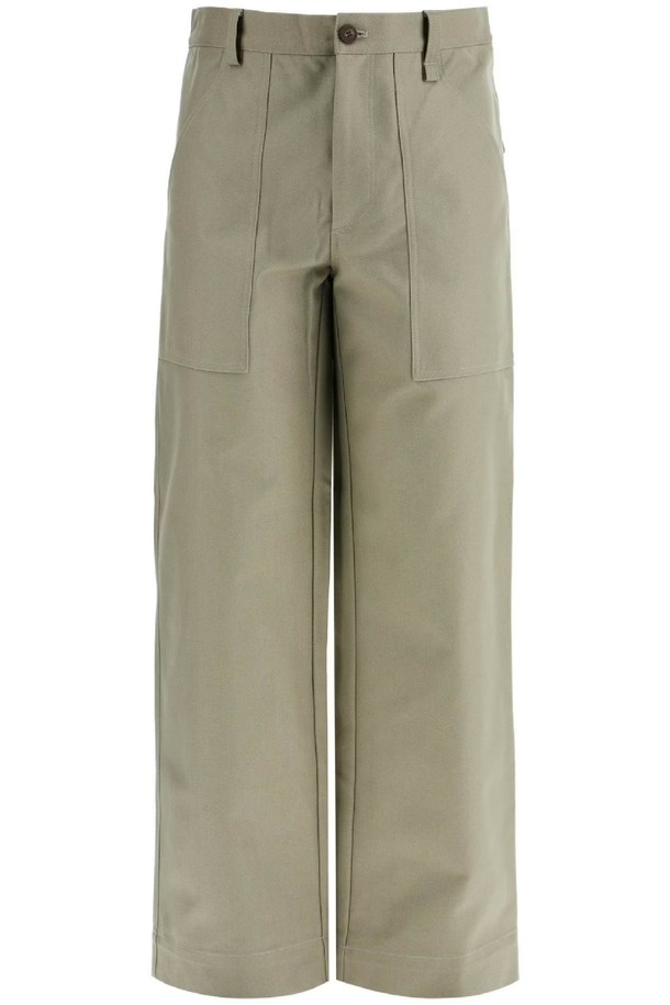 MAISON KITSUNE - 슬랙스/수트팬츠 - 메종 키츠네 남성 바지 gray cotton wide leg work pants NB02