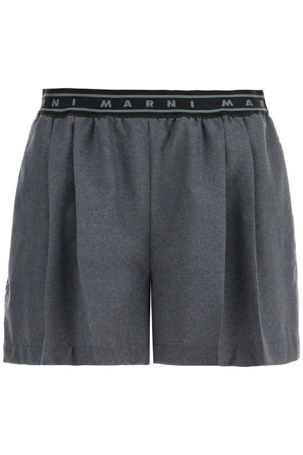 MARNI - 쇼트팬츠 - 마르니 여성 숏팬츠 pleated shorts with branded band NB02