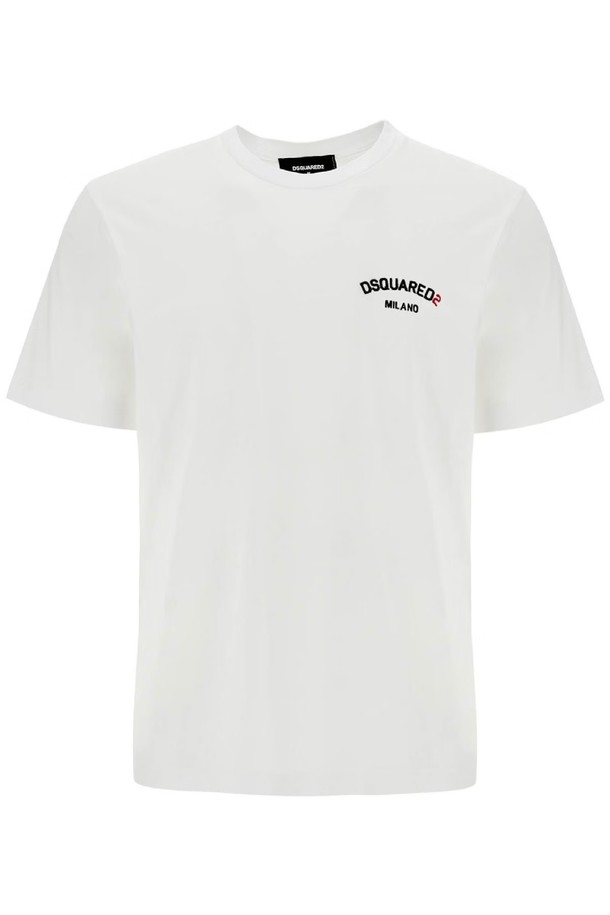 Dsquared2 - 반팔티셔츠 - 디스퀘어드2 남성 티셔츠 white cotton t shirt with embroidered logo NB02