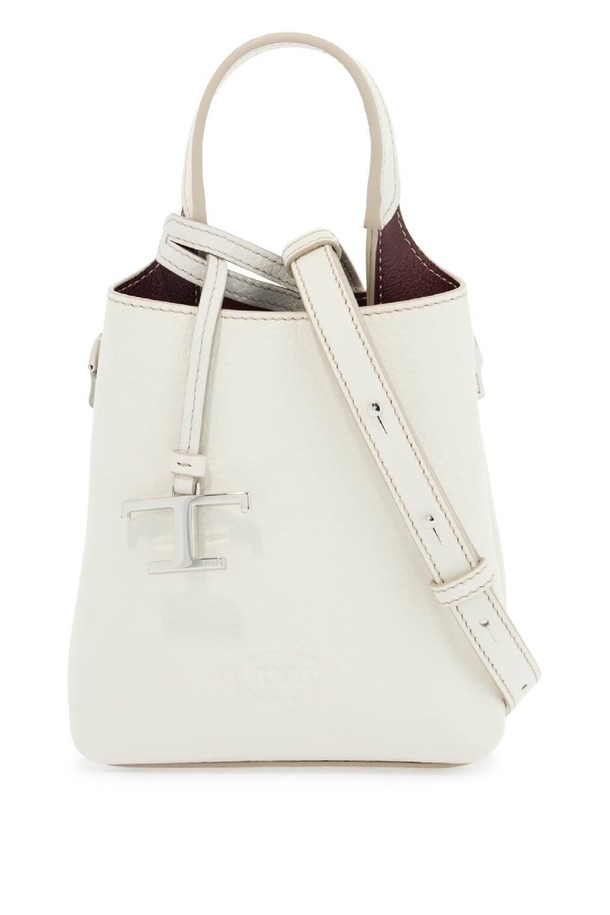 TOD'S - 숄더백 - 토즈 여성 숄더백 white calf leather crossbody bag with burgundy details NB02