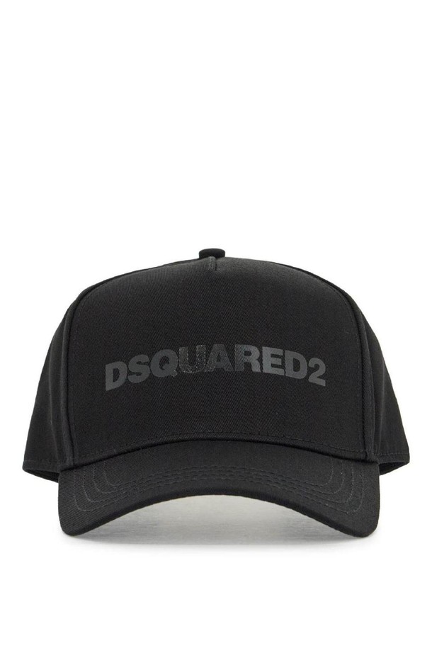 Dsquared2 - 모자 - 디스퀘어드2 남성 모자 cappello da baseball nero con logo grigio e visiera curvata NB02