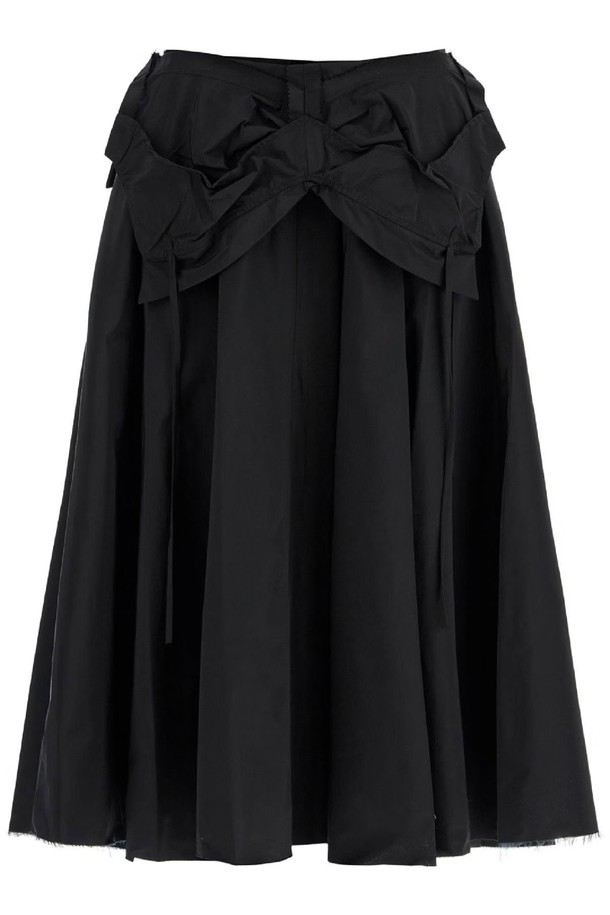 MAISON MARGIELA - 미디스커트 - 메종마르지엘라 여성 스커트 black pleated midi skirt in polyamide NB02