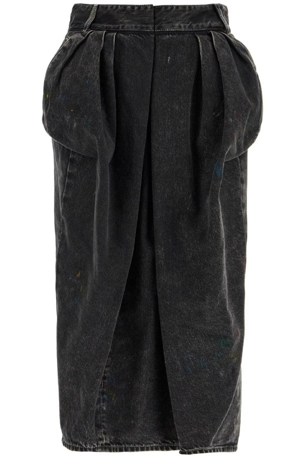 MAISON MARGIELA - 미디스커트 - 메종마르지엘라 여성 스커트 black cotton vintage effect high waisted skirt NB02