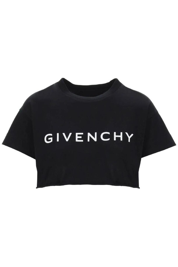 GIVENCHY - 반소매 티셔츠 - 지방시 여성 티셔츠 cropped logo t shirt NB02