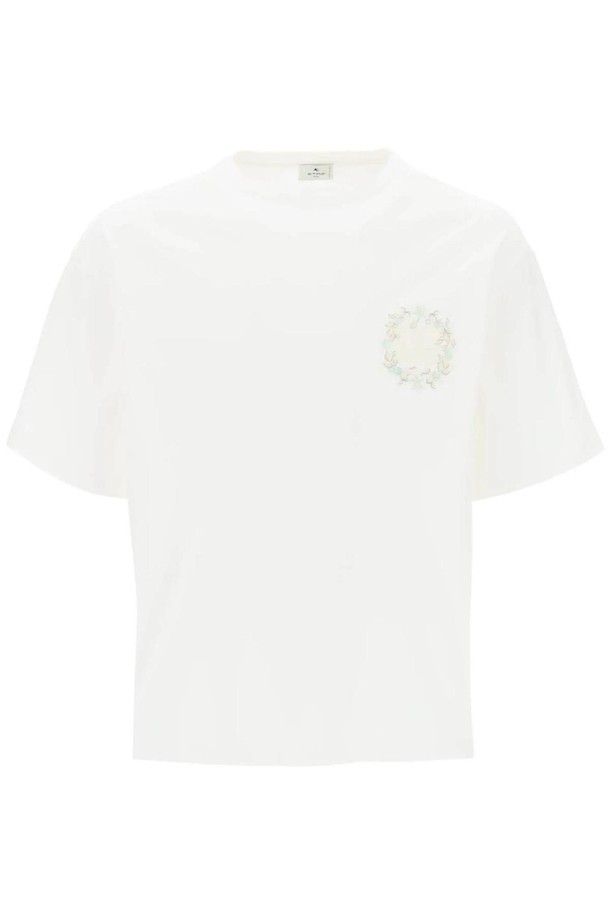 ETRO - 반팔티셔츠 - 에트로 남성 티셔츠 floral pegasus embroidered t shirt NB02