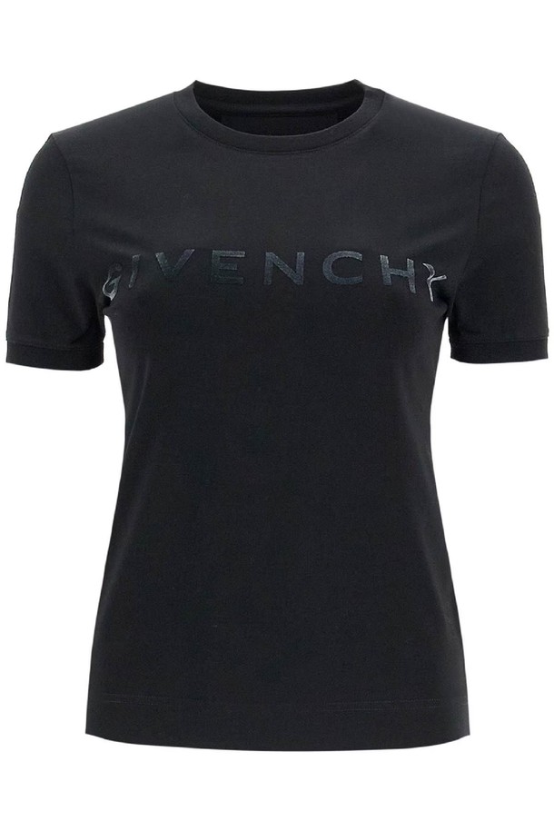 GIVENCHY - 반소매 티셔츠 - 지방시 여성 티셔츠 flocked logo t shirt with NB02