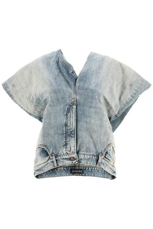 발렌시아가 여성 티셔츠 denim top with trompe l NB02