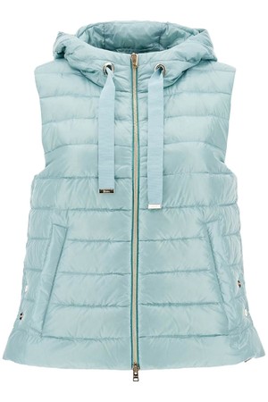 에르노 여성 자켓 light blue quilted nylon gilet with hood NB02