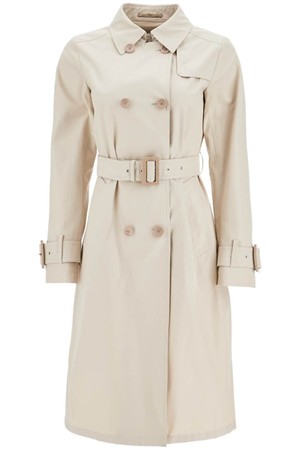 에르노 여성 트렌치코트 beige cotton double breasted trench coat with adjustable sleeves NB02