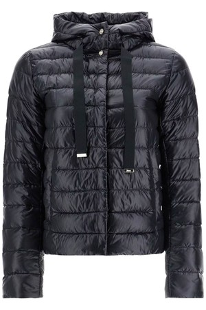 에르노 여성 패딩 ultra lightweight black nylon down jacket with hood NB02