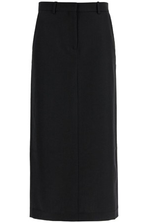 토템 여성 스커트 black midi straight low waisted skirt in recycled polyester and wool NB02