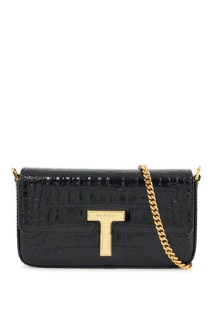 톰포드 여성 숄더백 mini crossbody bag in black calf leather with crocodile effect NB02