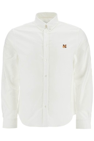 메종 키츠네 남성 셔츠 mens white cotton shirt with fox embroidery NB02