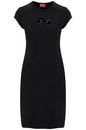 디젤 여성 원피스 black cotton dress with central opening above the knee NB02