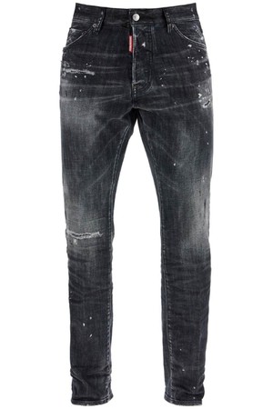 디스퀘어드2 남성 청바지 black cotton jeans with white paint splatters NB02