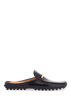 토즈 여성 로퍼 black calfskin slip on loafers with metallic strap and rubber sole NB02