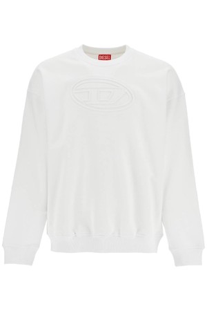 디젤 남성 맨투맨 후드 white cotton sweatshirt with raised logo for men NB02