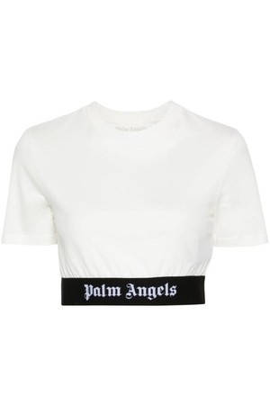 팜앤젤스 여성 티셔츠 Cropped t shirt with logo band NB19