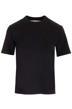 팜앤젤스 여성 티셔츠 Black t shirt with monogram NB19