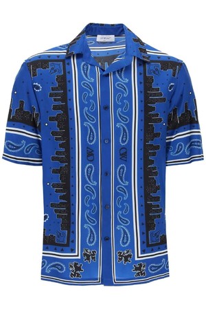 오프화이트 남성 셔츠 skyline paisley bowling shirt with pattern NB02