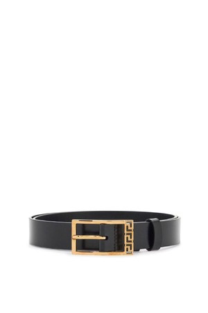 베르사체 남성 벨트 black brushed calfskin belt 30 mm with geometric buckle NB02