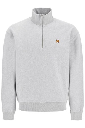 메종 키츠네 남성 맨투맨 후드 half zip sweatshirt with fox head NB02