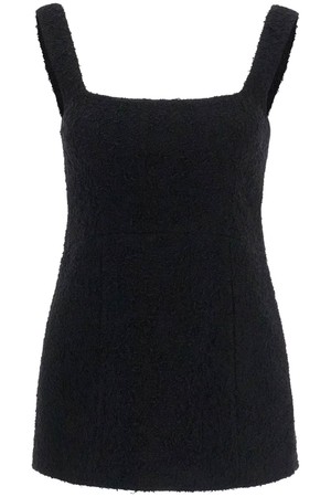 토템 여성 티셔츠 black boucle top without sleeves square neck NB02