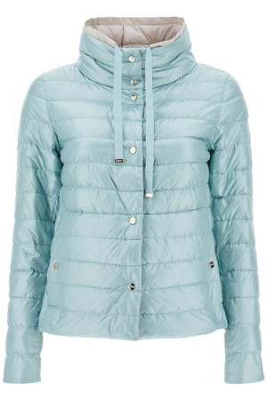 에르노 여성 패딩 short puffer jacket in ice blue nylon with metal buttons NB02