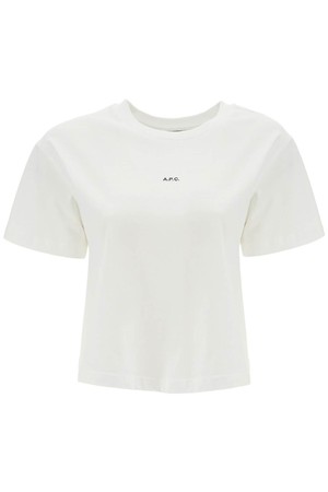 아페쎄 여성 티셔츠 womens organic cotton white boxy cropped t shirt with micro embroidered logo gots NB02