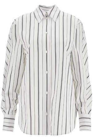 토템 여성 셔츠 블라우스 white and black striped kimono sleeve shirt in organic cotton NB02