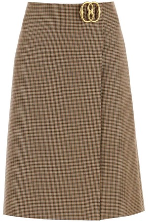 발리 여성 스커트 houndstooth a line skirt with emblem buckle NB02