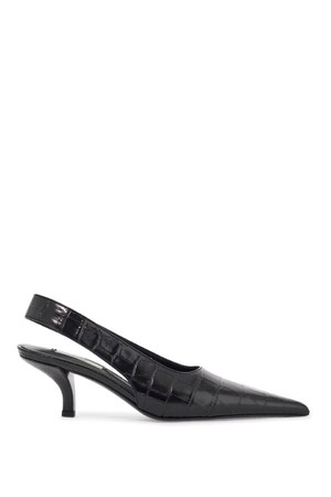 토템 여성 펌프스 black calfskin crocodile effect slingback pump NB02