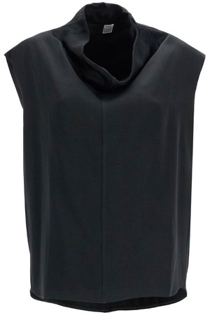 토템 여성 티셔츠 sleeveless black funnel neck top NB02