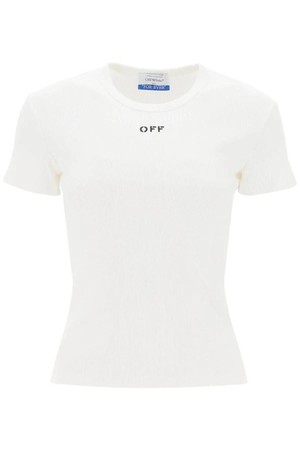 오프화이트 여성 티셔츠 ribbed t shirt with off embroidery NB02