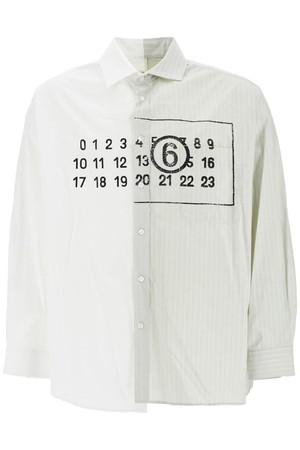 엠엠식스 메종마르지엘라 남성 셔츠 asymmetric numeric shirt with NB02