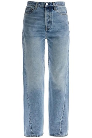 토템 여성 청바지 wide leg organic cotton jeans in worn blue with twisted seams NB02