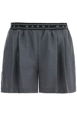 마르니 여성 숏팬츠 pleated shorts with branded band NB02