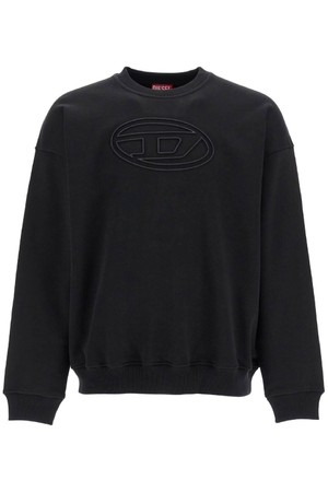 디젤 남성 맨투맨 후드 black cotton sweatshirt with embroidered s mart bigoval logo NB02