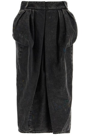 메종마르지엘라 여성 스커트 black cotton vintage effect high waisted skirt NB02