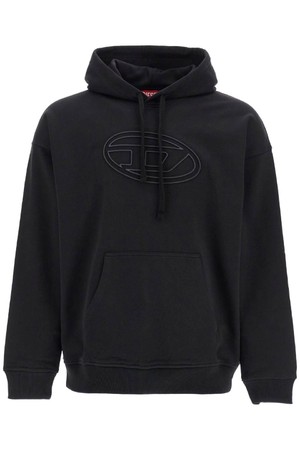 디젤 남성 맨투맨 후드 black cotton hoodie with embossed logo NB02