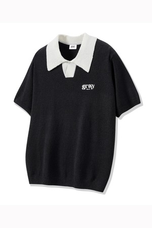 글로우 오픈 카라 니트 반팔 / GKBST32 / 3color